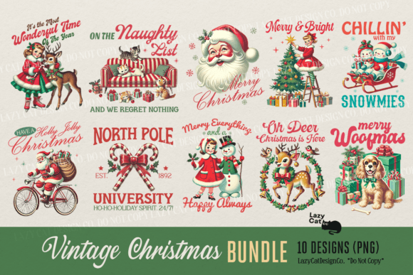 Download Vintage Christmas PNG Bundle - Premium Resources