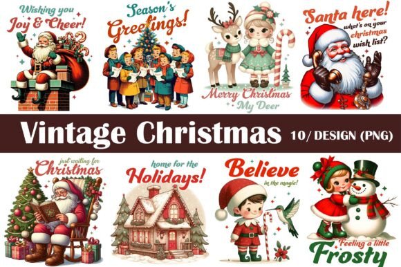 Download Vintage Christmas Png Bundle Sublimation - Premium Resources